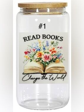 *Buy Now* book lovers cups 16 ounce glass tumbler straw and bamboo lid